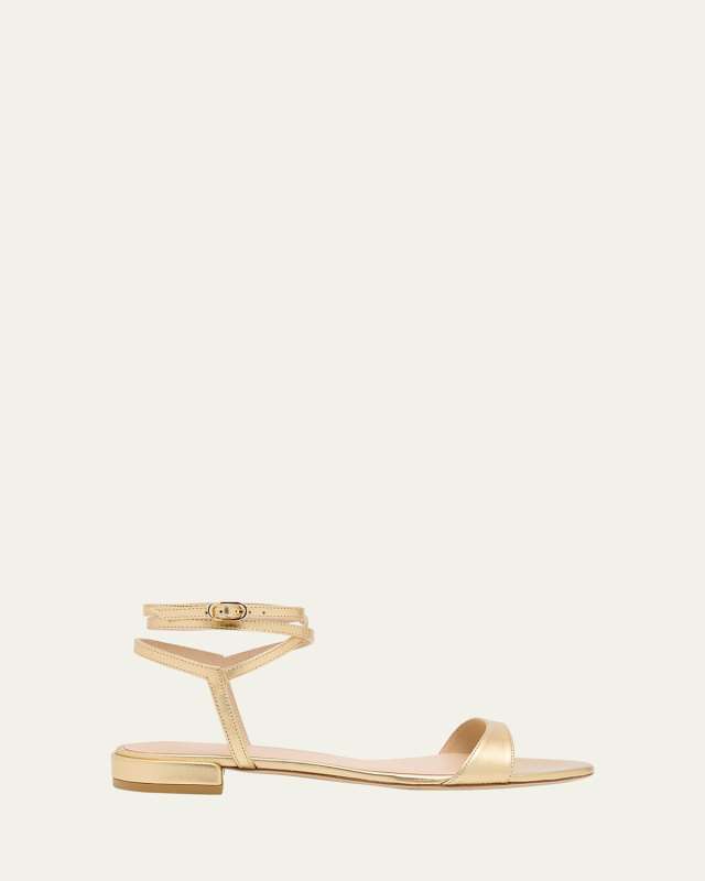 Nudist Metallic Ankle-Wrap Sandals